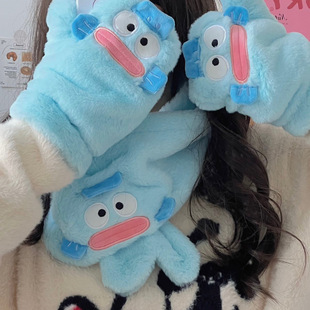 Cartoon ugly fish scarf gloves two-piece ins style winter warm thickened student riding cold-proof female Halter