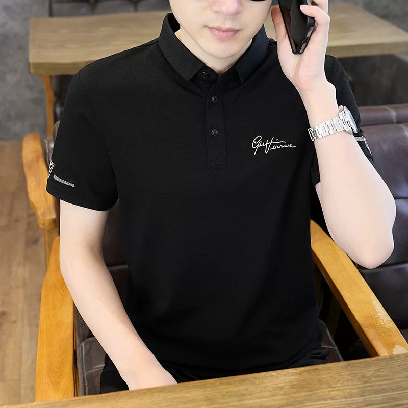 2025 новая летняя повседневная универсальная футболка-поло с вышивкой, модная мужская удобная дышащая майка с коротким рукавом