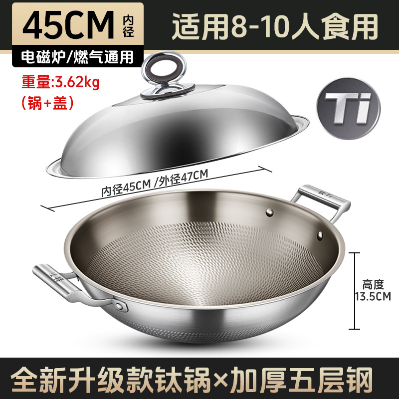 Pan antiadherente con horno electromagnético cóncavo de gas casero sin recubrimiento de dos orejas de gran tamaño