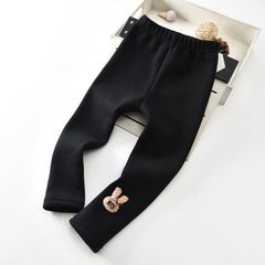 New velvet and thickened girls' leggings for winter, composite one-piece velvet pants, elastic 95 cotton classic rabbit children's pants