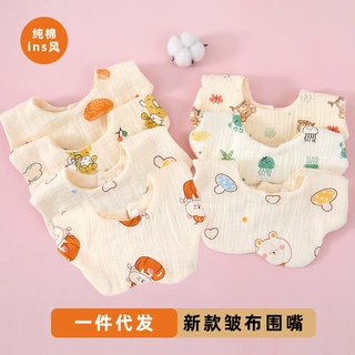 纱布纯棉婴儿口水巾宝宝新生儿六层吃饭防水围嘴卡通吸水防污围兜
