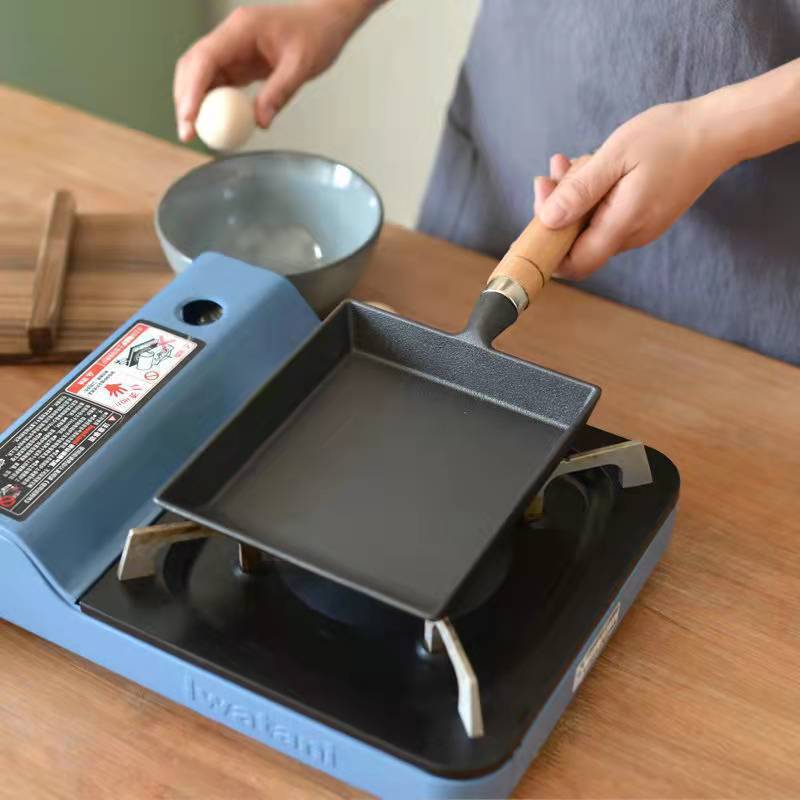 鋳鉄たまご焼きフライパン 和風卵焼き角型フライパン 無塗装増粘ノンスティックパン シンプルパン|undefined