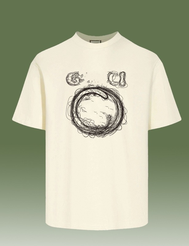 GUクロスボーダー正規版25SSクラシック新作ダブルG漫画レタープリントカップル半袖Tシャツファッション|undefined