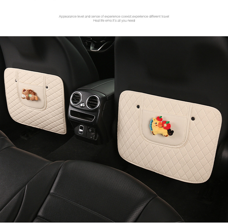 Car Anti-Kick Pad, Children's Seat Back Anti-Kick Pad, New Year of the Horse Quilted Embroidered Leather Anti-Kick Pad, Rear Seat Back Protection Pad