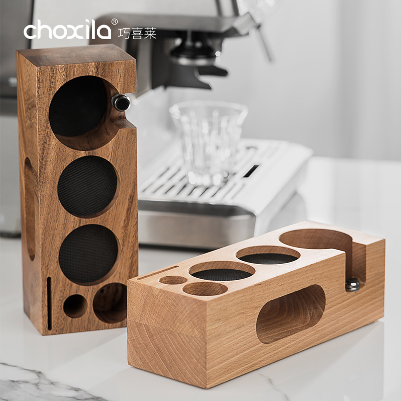 Polvo de café de madera maciza Base de prensa Máquina de café Mango Dispositivo de soporte Almacenamiento de presión Asiento de relleno Polvo de tela Soporte de cojín del asiento