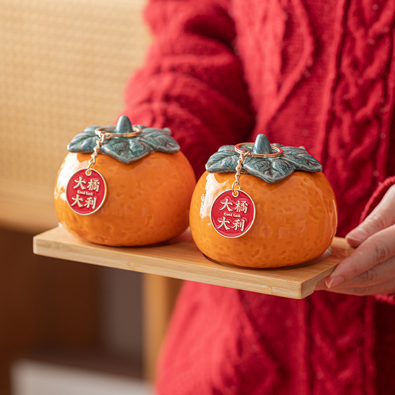 Ceramic New Chinoiserie Orange Tea Jar National Trend Orange Creative Ornaments Company Event Souvenirs Business Gifts Ceramic New Chinoiserie Orange Tea Jar National Trend Orange Creative Ornaments Company Event Souvenirs Business Gifts