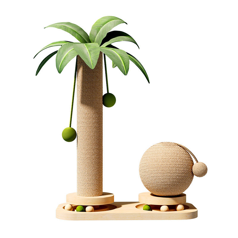 Summer Coconut Island Island Marco de escalada para gatos Cuerda de cáñamo grueso de madera maciza Gran nido para gatos multicapa Tumbona integral hamaca para gatos