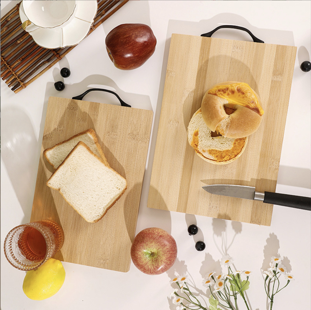 Tablas de cortar de bambú para el hogar, tablas de cortar pequeñas, mandos negros, tablas de cortar de cocina, tablas de cortar de frutas, tablas de cortar de doble uso
