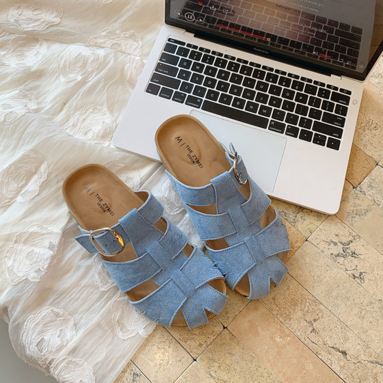 Cowhide Edition Su Yinyin with Real Wearing Doctrine Hollow Casual Birken Baotou Sandals Women's Pig Cage Slippers for Summer