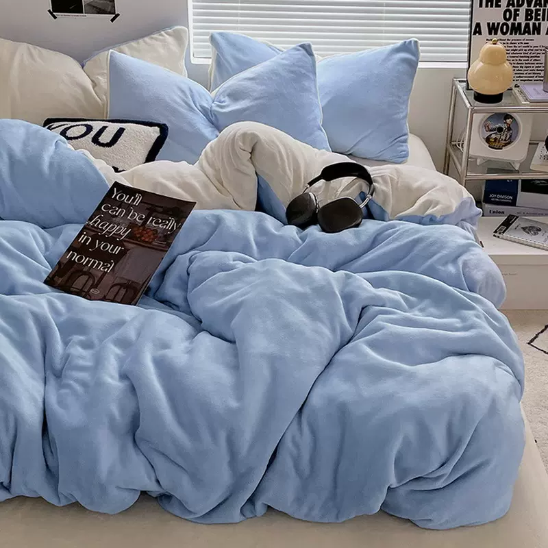 秋冬款牛奶绒床上四件套单件加厚双面珊瑚绒被套法兰绒床单三件套