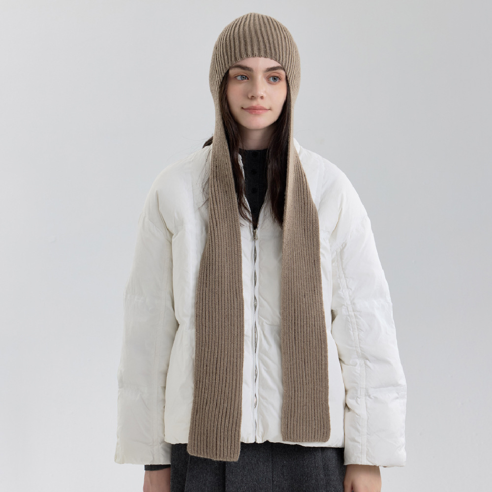 El comercio exterior transfronterizo sensación de atmósfera cálida color sólido de punto bufandas con sombrero bufandas de cuello de una mujer bufandas de lana de otoño y invierno image 8