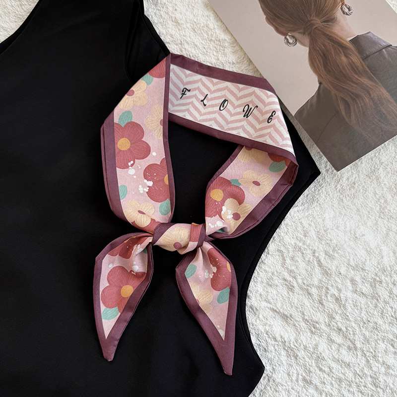 Bufanda de seda, tira larga, sensación de alta gama, nueva caja de regalo fresca pequeña, cinta decorativa, bolsa atada, cabello atado, bufanda de seda, bufanda, cinturón multiusos