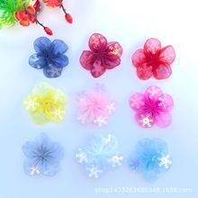 网纱塞雪花五瓣花花朵 发饰头饰服装辅料材料手机壳配件