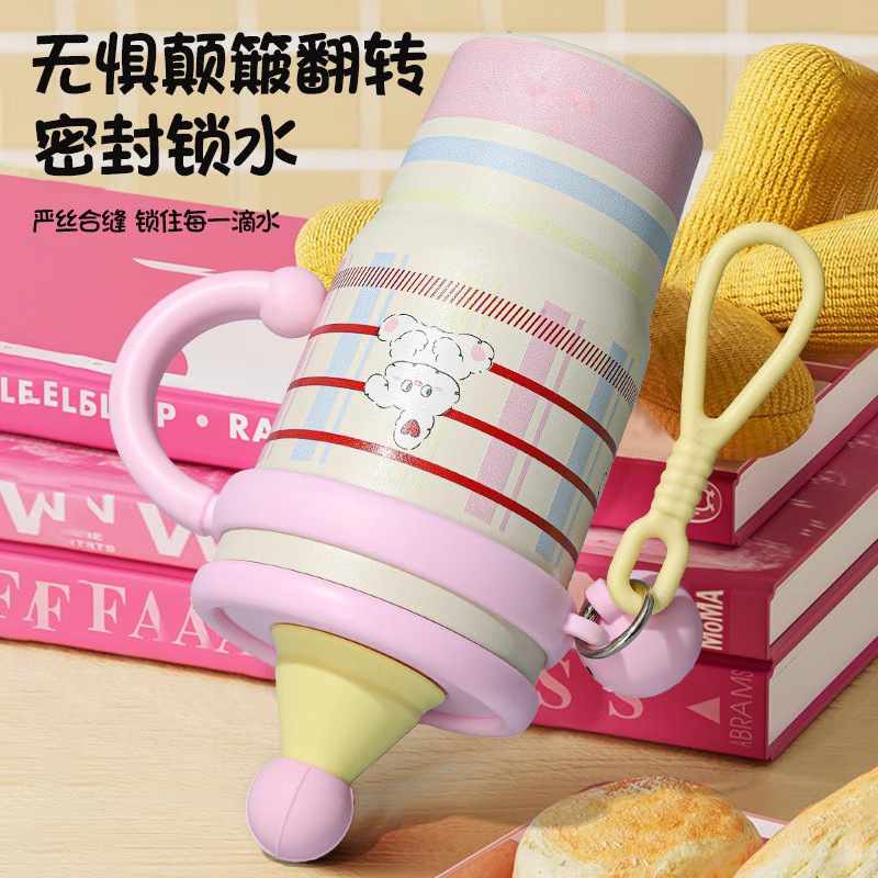 Nuevo sombrero de alto valor facial, taza de hielo de alta capacidad, aislamiento térmico para niñas, mango portátil lindo, taza de agua de paja al aire libre image 4