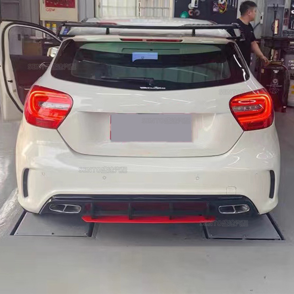 Suitable for 2013-2018 Mercedes-Benz A- Class W176 rear lip with tail throat modified rear lip spoiler exhaust pipe