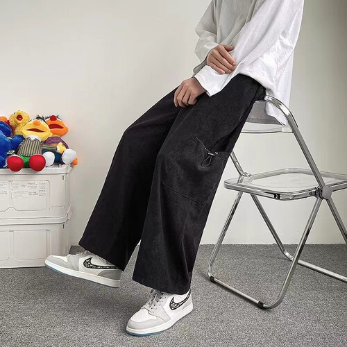 Original Host Style Instagram Influencer Casual Pants for Men Straight Leg Loose Fall Sensation Wide Leg Pants Trend Brand Large Pocket Work Pants