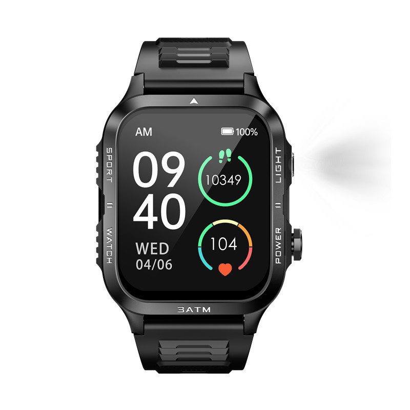 Smartwatch KT89 con ampio schermo da 1,96 pollici, chiamate Bluetooth, torcia a LED, orologio sportivo per attività all'aperto, unisex, stile business, lusso/sportivo._voghion.com
