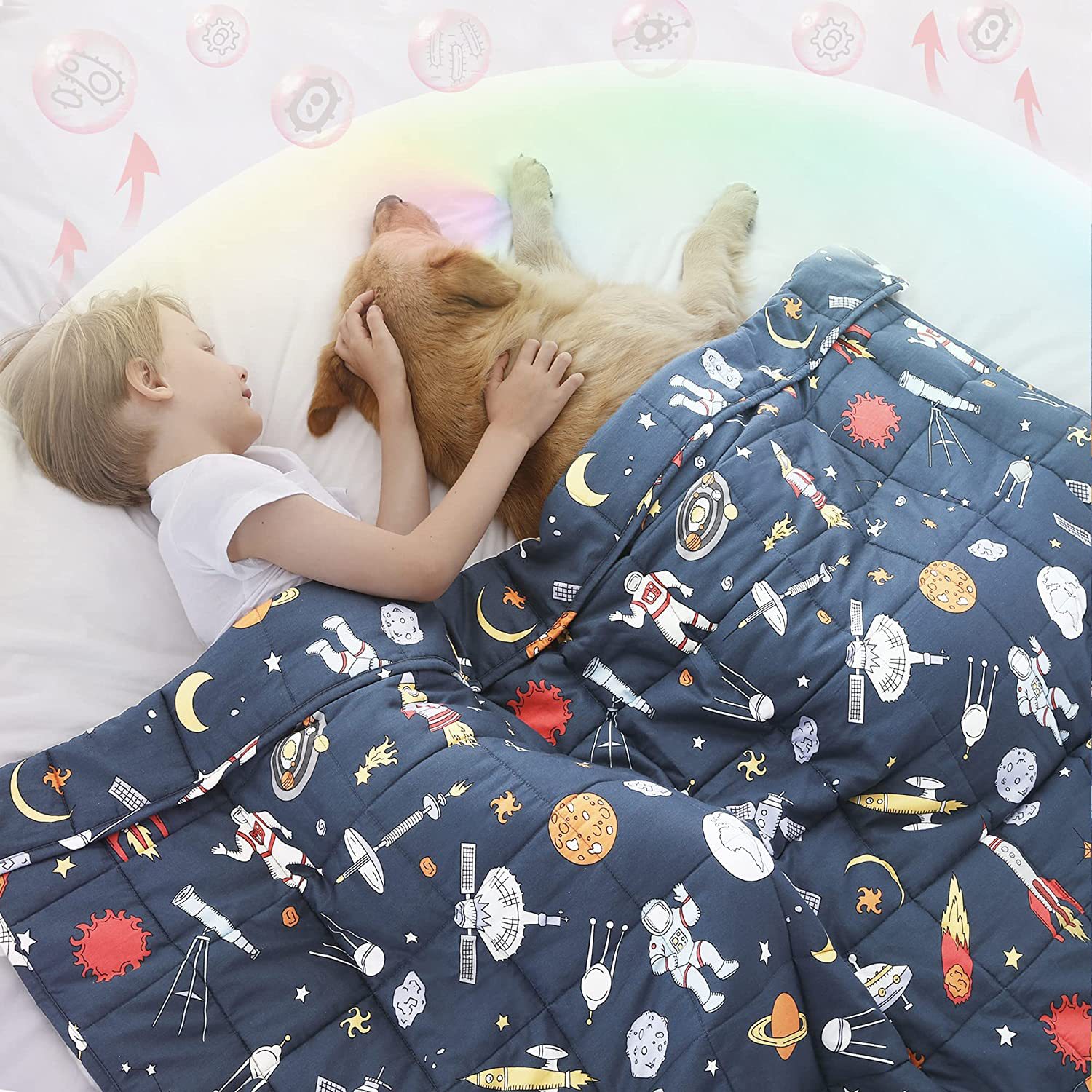 Suministro directo de fábrica edredón de gravedad impresión de algodón manta de gravedad cuentas de vidrio suave para niños weighted blanket