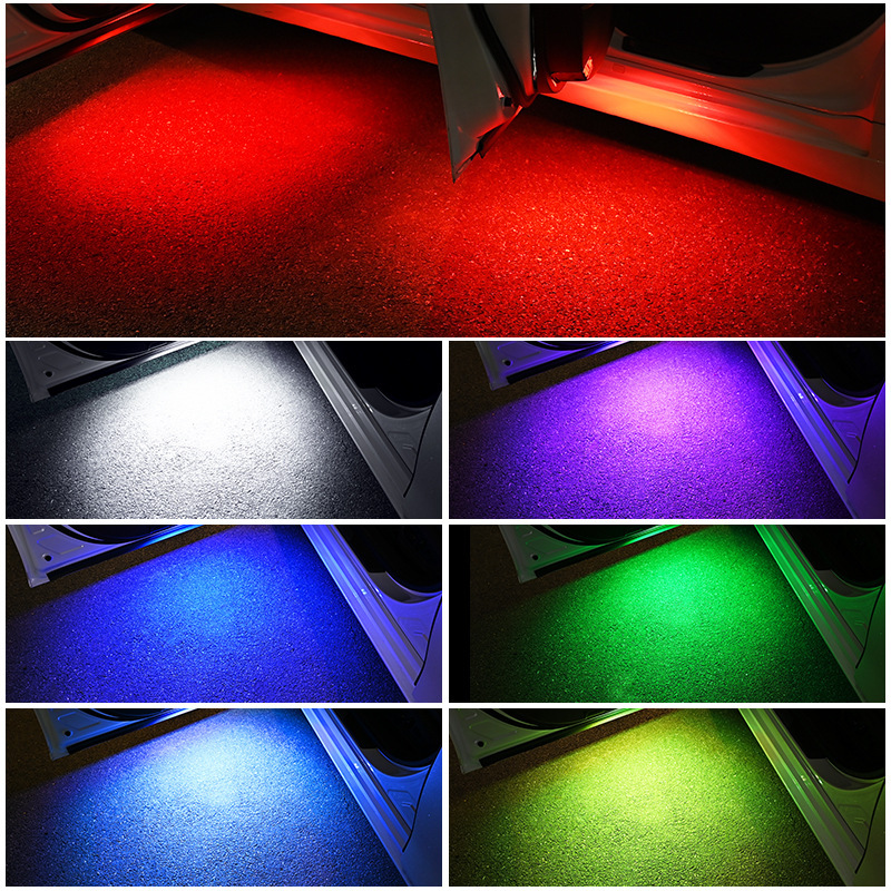 Lámpara de advertencia de automóvil anticolisión luz trasera sin cableado iluminación de puerta colorida luz de bienvenida de atmósfera LED
