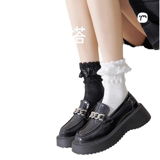 Lolita White Lace Socks Women's Lolita Summer Thin Mid-tube Japanese Style Style with Loafers Princess Socks