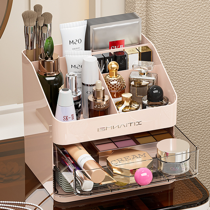 Caja de almacenamiento de cosméticos, escritorio, caja de almacenamiento de alta calidad, tocador de gran capacidad, productos para el cuidado de la piel, máscara de lápiz labial, estante de almacenamiento