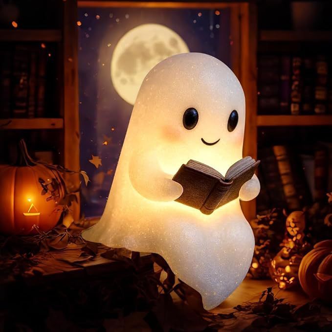 跨境新品Ghost Reading Book Lamp可爱幽灵阅读灯万圣节幽灵夜灯|undefined