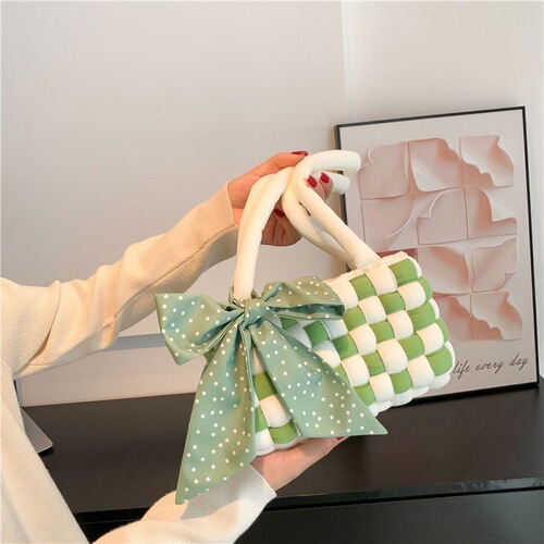 New Cherry Blossom Pink Checkered Bag DIY Handmade Material Kit as a Christmas Gift for Girlfriend and Best Friend, Fresh and Natural Style