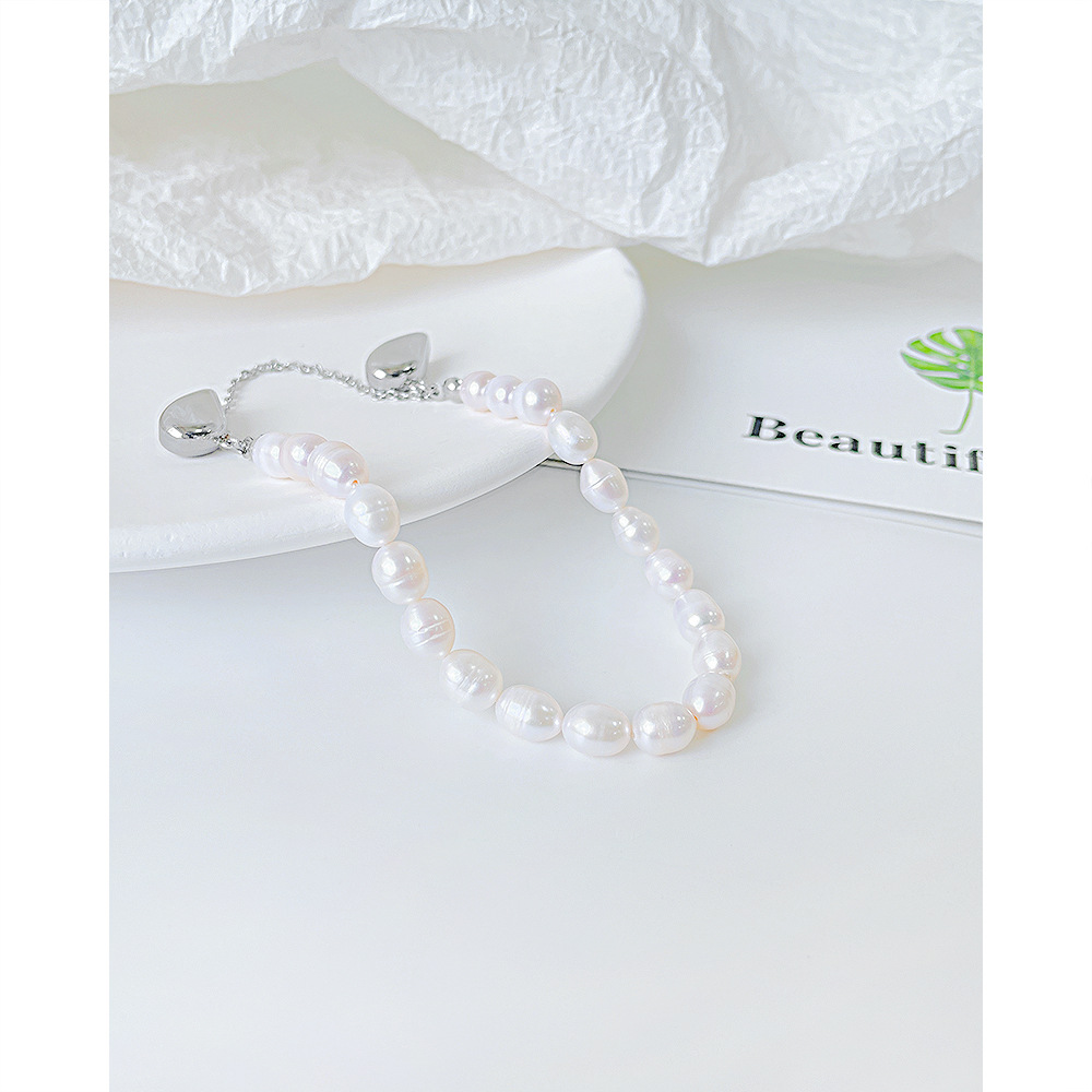 Fashion Heart Shape Stainless Steel Pearl Plating Bracelets 1 Piece