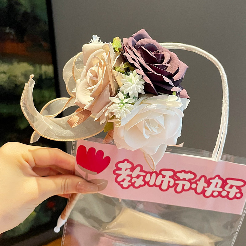 教师节送女老师实用礼物圆珠笔高档花束礼物高颜值玫瑰花签字笔|undefined
