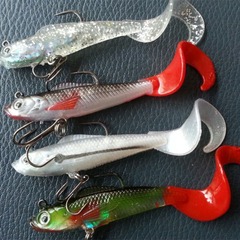 Single tail curly tail package lead soft fish 9.5g/9CM curly tail fish lure 4 pieces per pack Weihai fishing bait wholesale