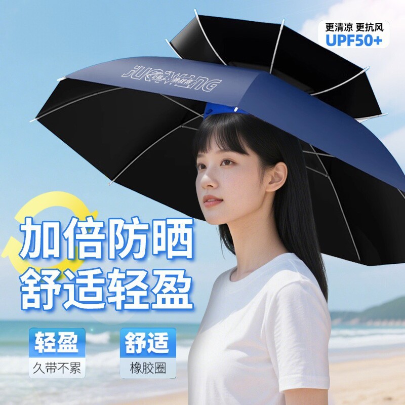 2025 New Model Fishing Umbrella Hat, Head-Mounted Umbrella, Rain and Sun Protection, Outdoor Fishing Sunshade Hat