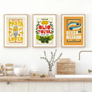 Cross-border Hot-selling Fun Cartoon Food Canvas Painting Poster Core Bar Kitchen Decoration Hanging Painting Living Room Decoration Painting
