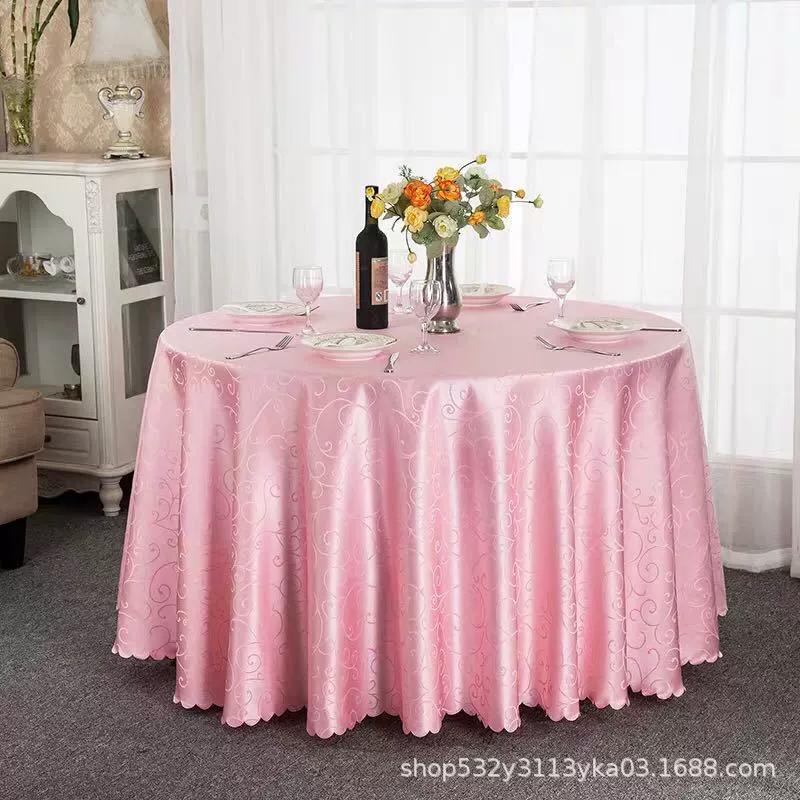 Large round table restaurant tablecloth hotel hotel banquet family can use round wedding European tablecloth table covers cross-border