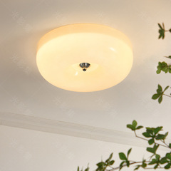 French Cream Glass Bedroom Lamp, Mid-Century Modern Bauhaus Study Main Bedroom Children's Room Ceiling Lamp, Corridor Balcony Lamp