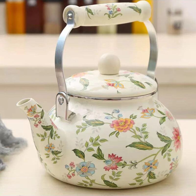 Youhe Enamel Teapot Kettle Milk Tea Pot for Brewing Flower Tea Summer Decoction Pot Suitable for Induction Cooker and Open Flame