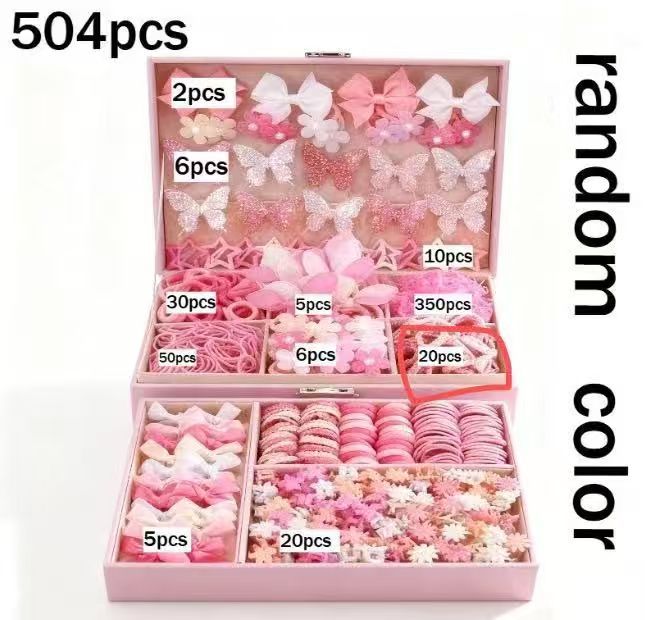 Clips para el cabello de niños, anillo para el cabello, clips para el cabello, caja de regalo, banda de correa de princesa, conjunto de peluquería, regalo diario para bebés
