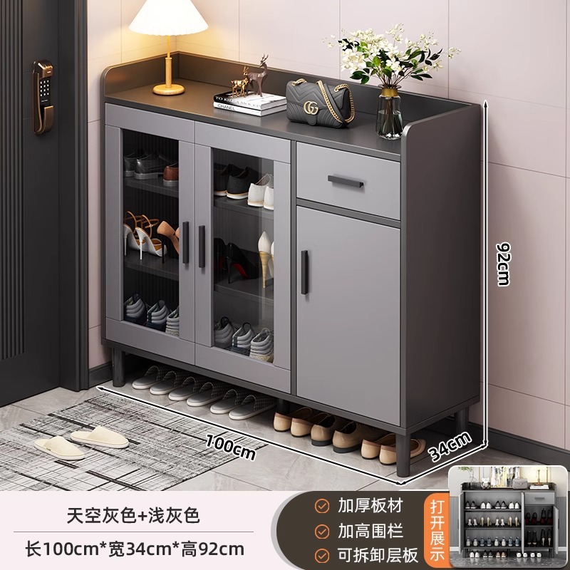 Armario de zapatos doméstico puerta interior nuevo tipo 2025 explosión pequeño armario de almacenamiento económico de gran capacidad estante de zapatos de pasillo