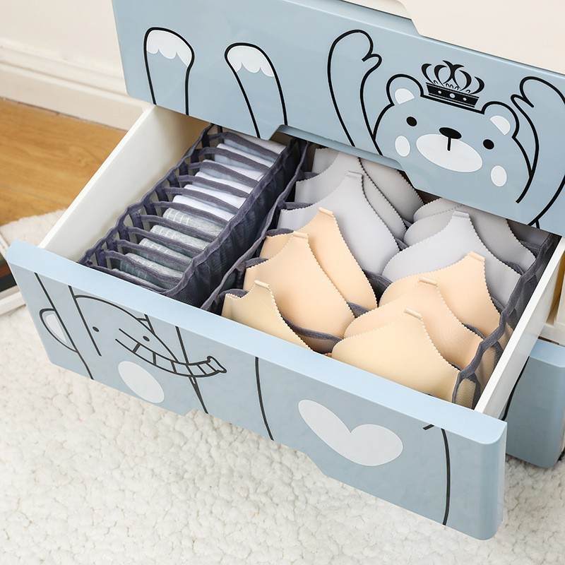 Underwear, Intimates, Bra Mesh Storage Box, Household Storage Artifact, Nylon Mesh Compartment Drawer-Type Fabric Organizing Box