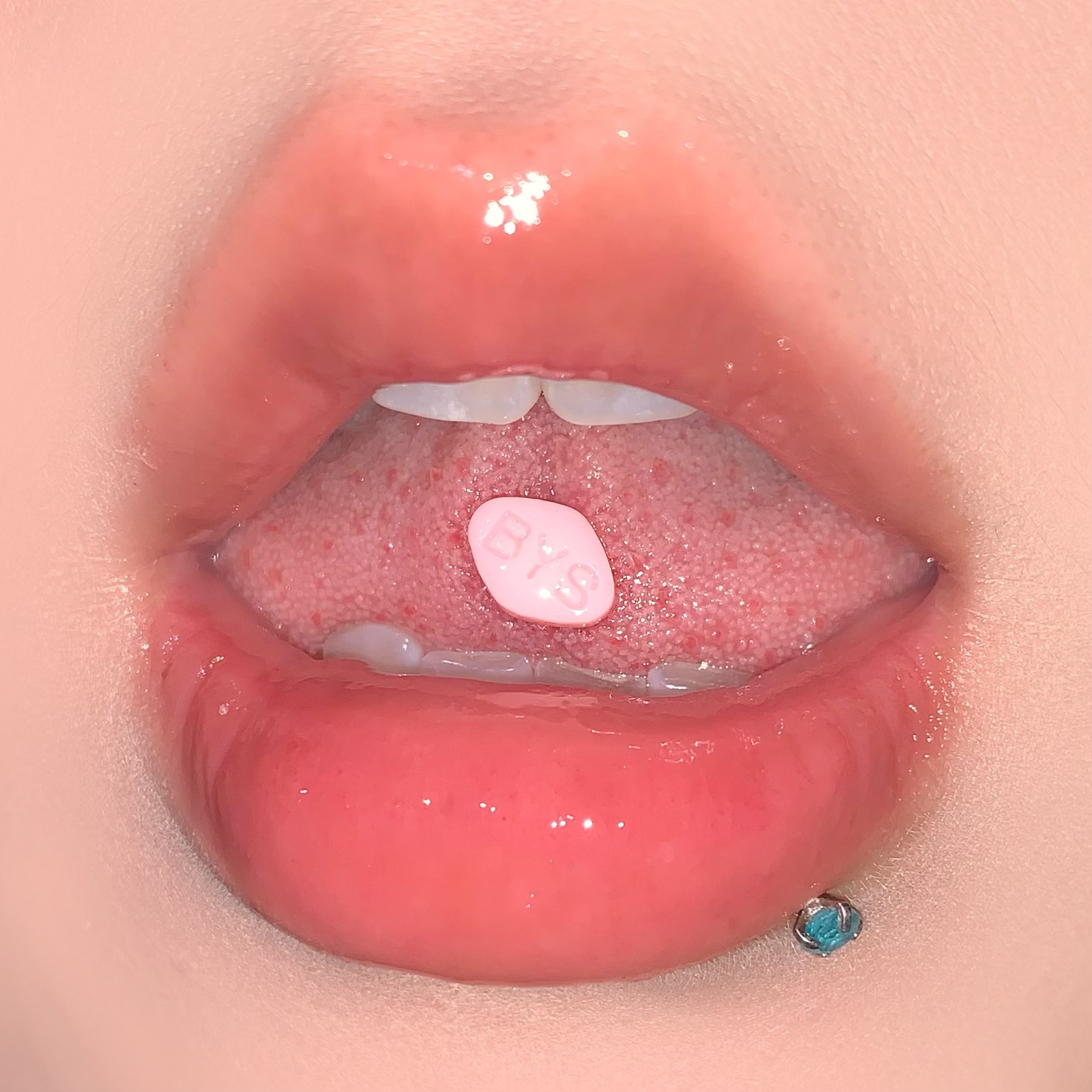 Labret stud lip piercing jewelry styling detail