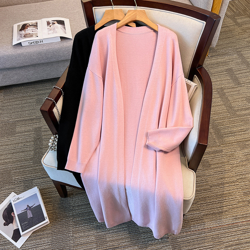 200/ 150kg Plus Size Women's Clothing, Fat m Size, Bust 150/160, Long Shawl Cardigan Sweater Knitwear 350-8301