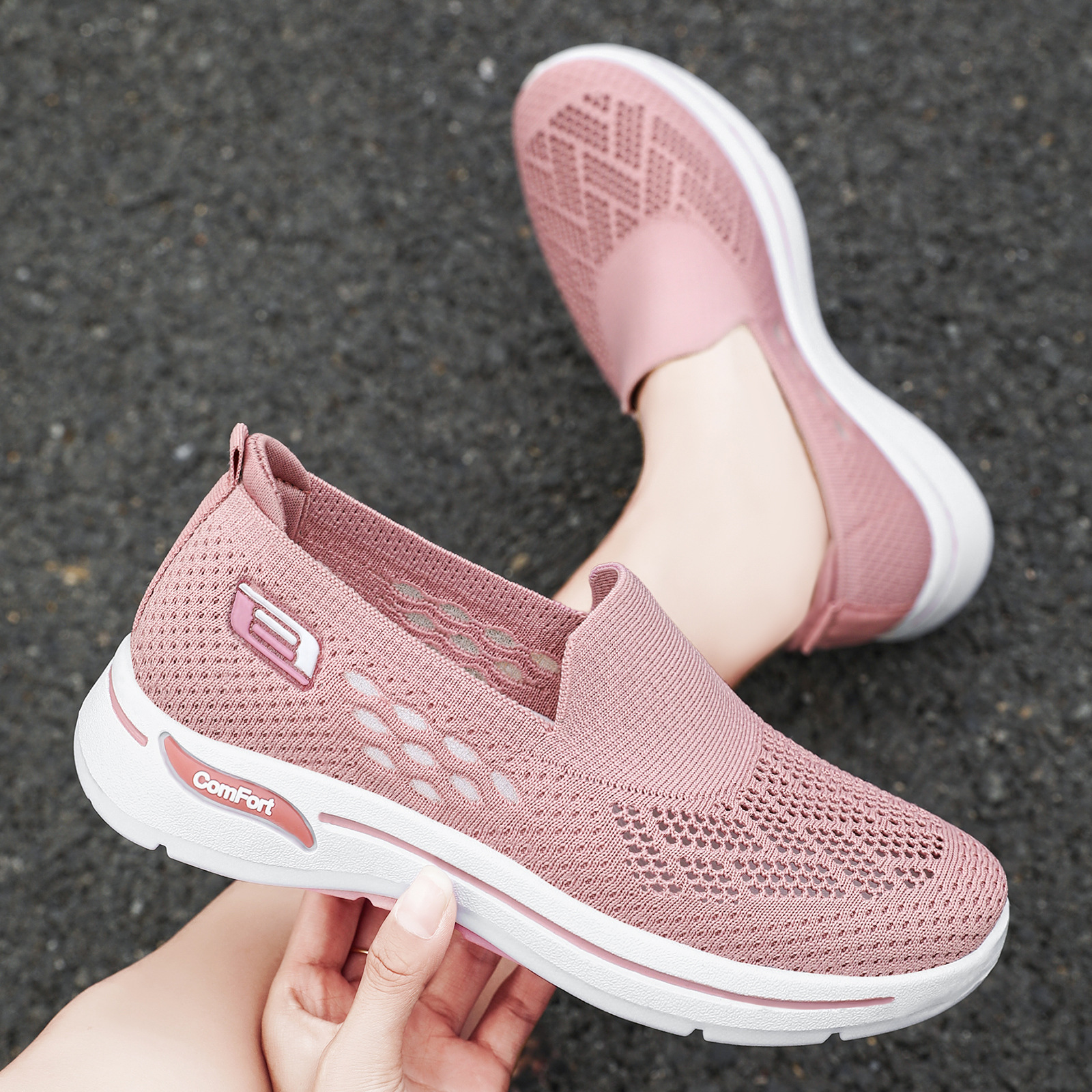 Zapatos de mujer 2026, zapatos de malla transpirable para verano, zapatos de tela estilo Pekín para mujer, zapatos para caminar para mujeres de mediana edad y mayores, zapatos casuales para mujer