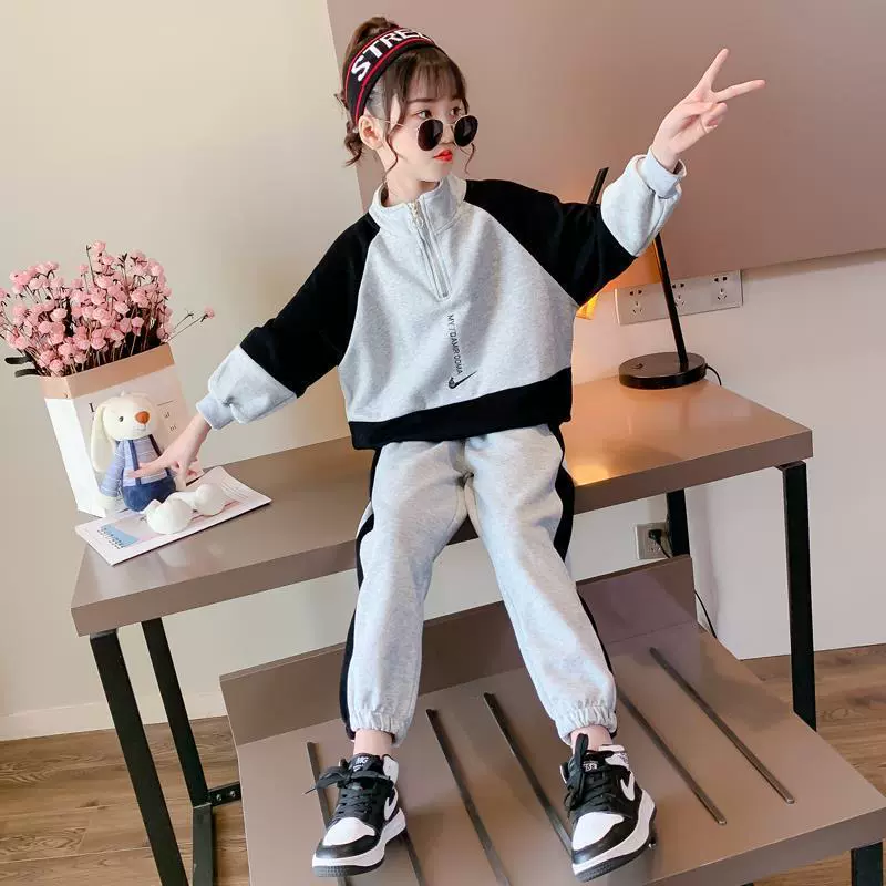 Весенне-осенний спортивный костюм для девочек 2022, новый модный детский двухкомпонентный детский новый товар в Корейском стиле