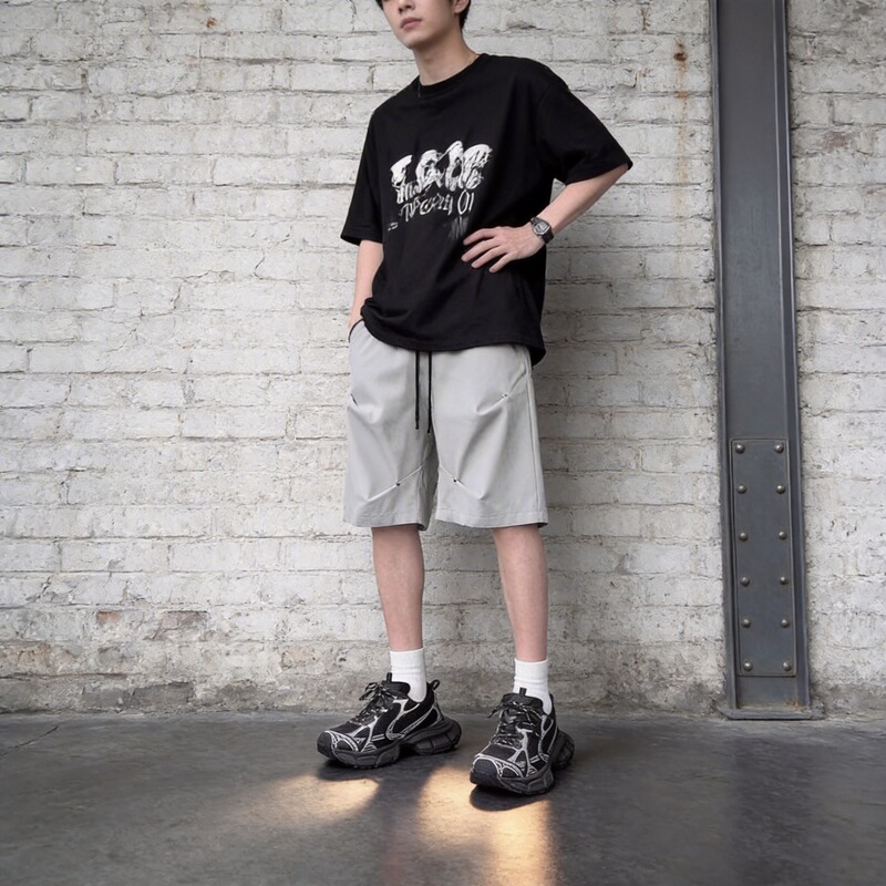 Men's Summer Japanese-Style Workwear Pocket Shorts, Loose Straight-Leg Trendy Brand Simple Casual Shorts for Outdoor Wear