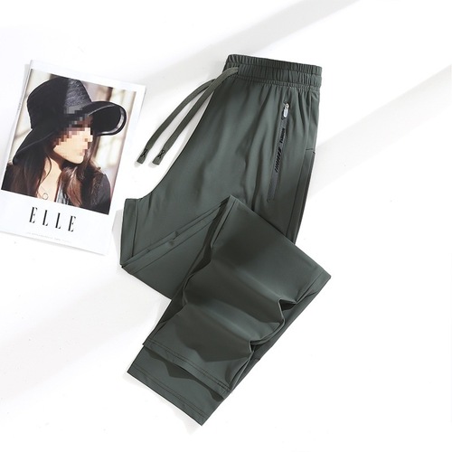 Summer Ice Silk Pants, Quick-Drying Breathable Nylon Men's Elastic Soft Wrinkle-Resistant Cooling Couple's Edition