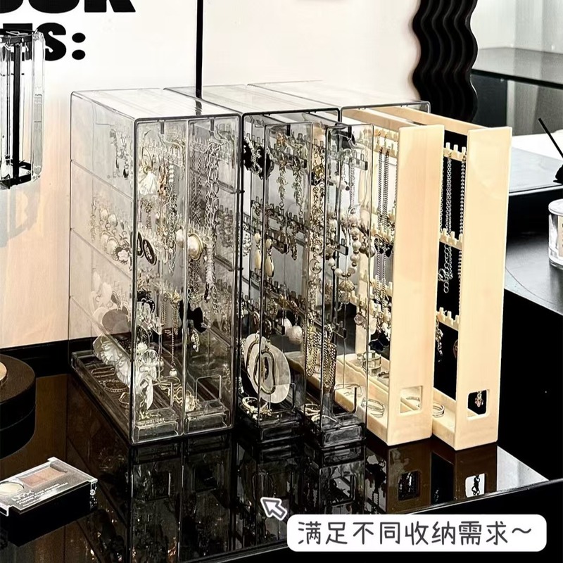 耳饰收纳盒透明首饰收纳盒耳环耳钉项链手链展示架亚克力防尘防氧|undefined