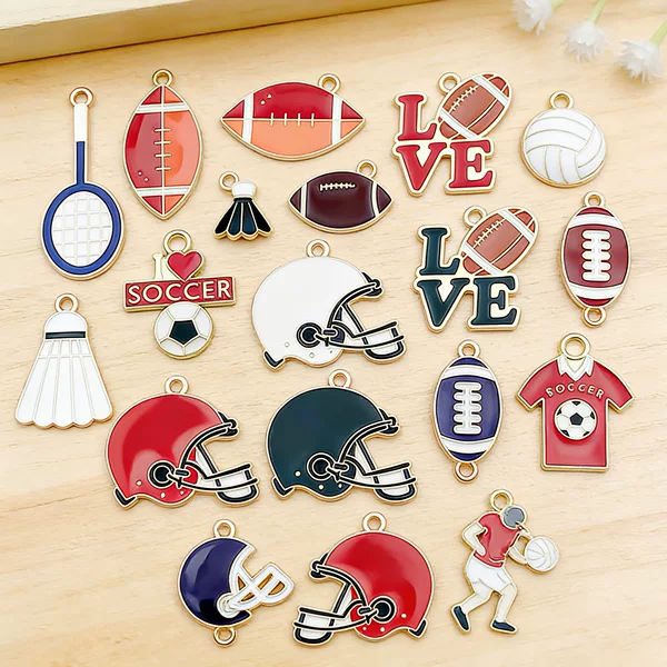 Sports Tennis Basketball Pendant Cartoon Alloy Enamel Accessories DIY Bracelet Necklace Jewelry Backpack Accessories Pendant