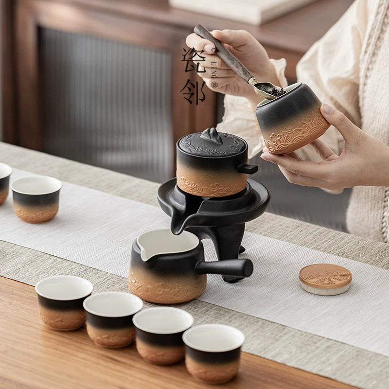Automatic tea set for home use, teapot, gift box, light luxury style