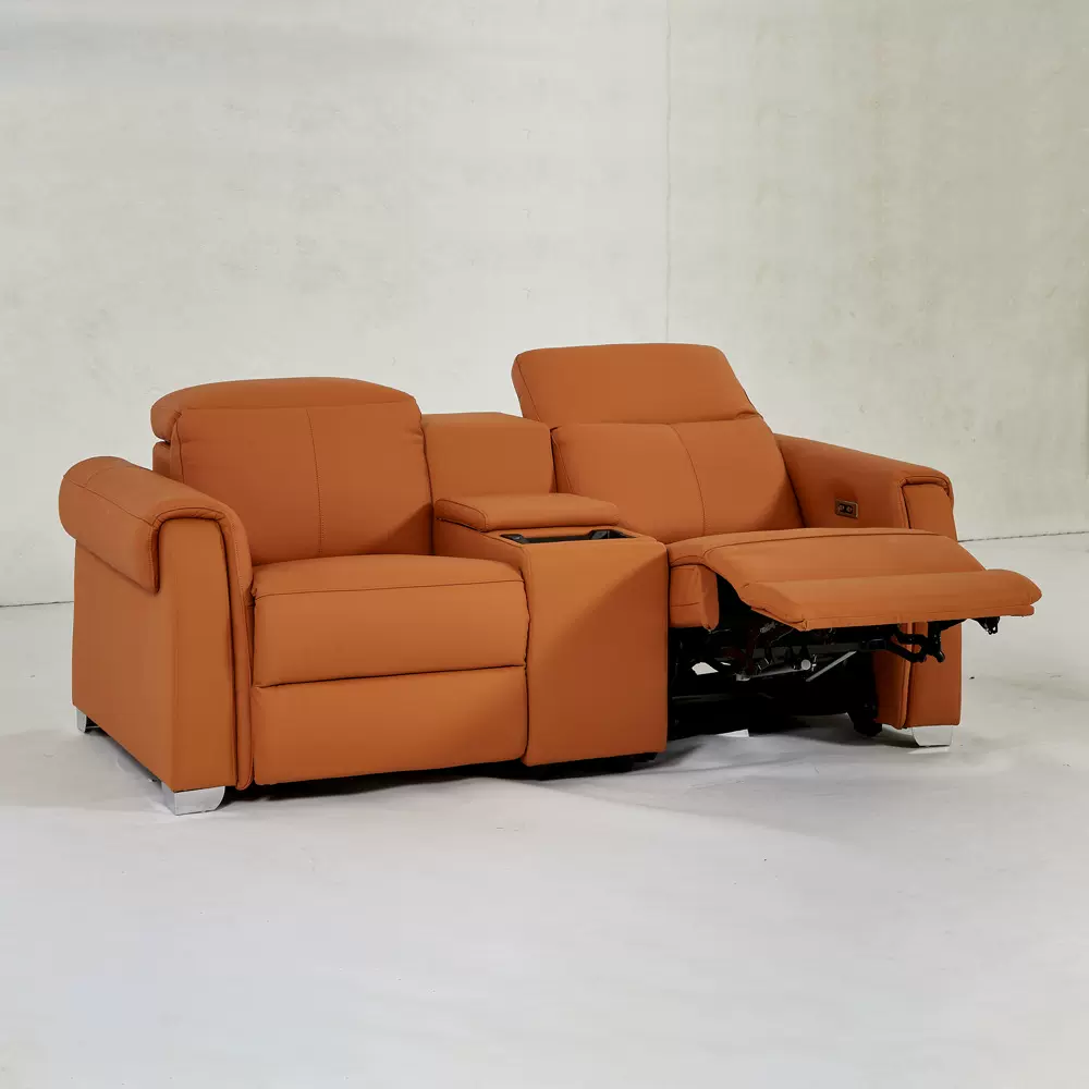 意式简约真皮沙发头层牛皮电动伸缩功能小户型客厅两人位组合沙发