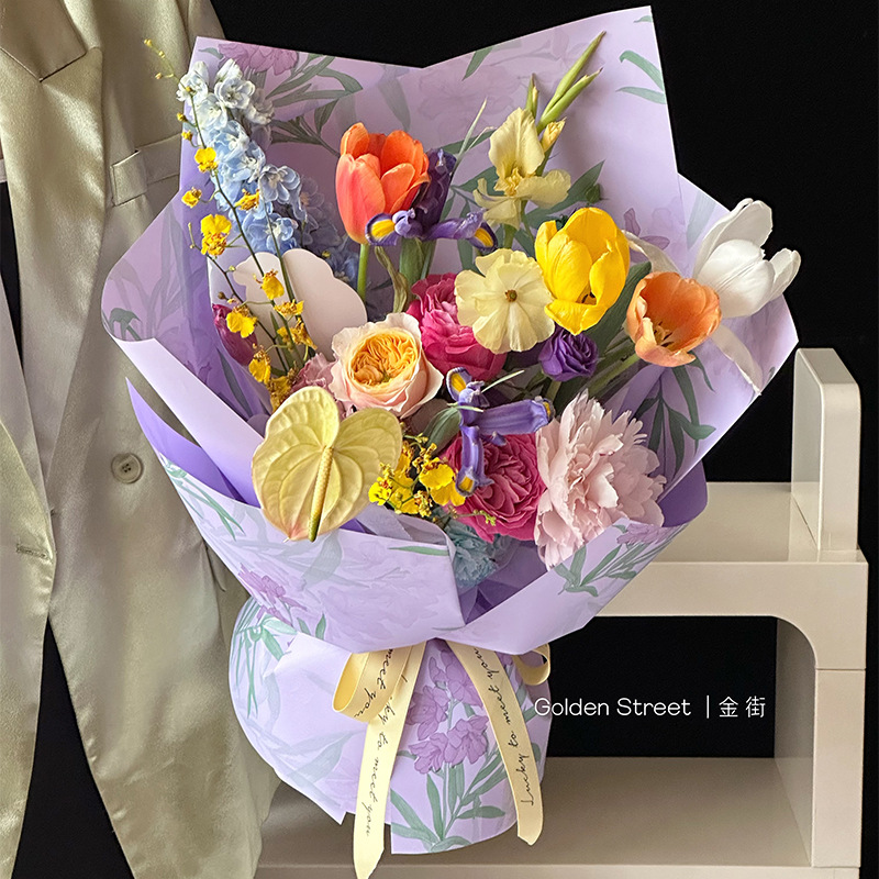 情人节花束包装材料批发网红花艺diy包花纸复古桃花纸鲜花包装纸