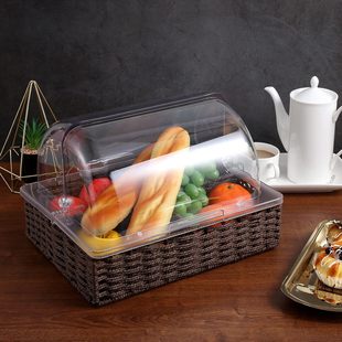 Jinde direct transparent PC square food dim sum rattan cake basket supermarket try transparent dim sum cake blue